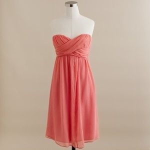 J. Crew | Taryn Dress in Silk Chiffon Coral Rose Petal Pink